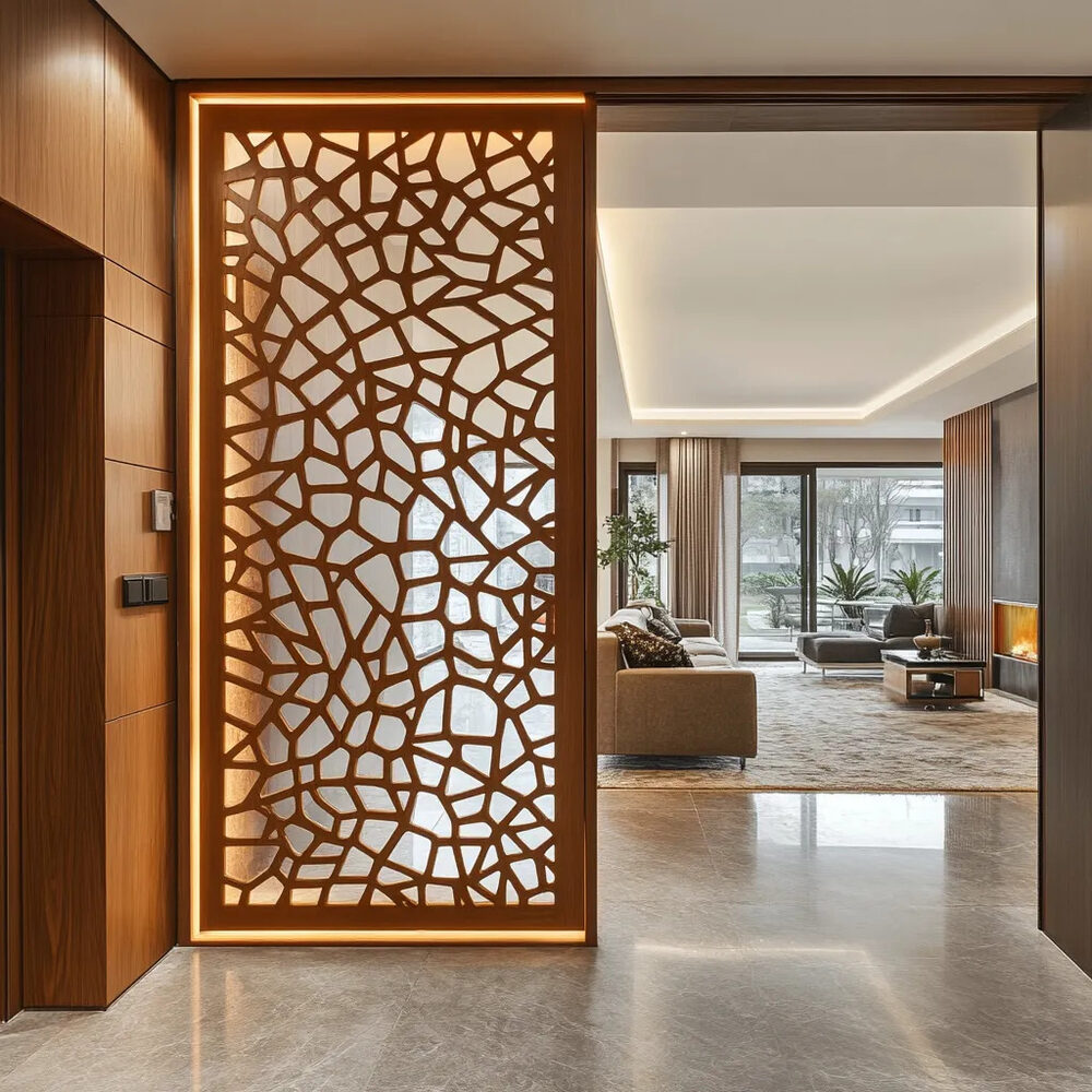 Flat 2D CNC carved jali screen
